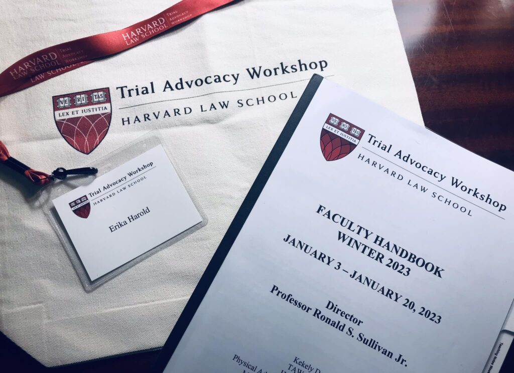 harvard law school trial advocacy workshop erika harold