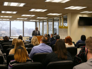 Presiding Judge Tommy Brewer provides remarks to the Courthouse Professionalism Training participants
