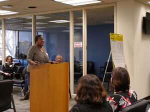 Judge Bonita Coleman, Commissioner, providing remarks to participants