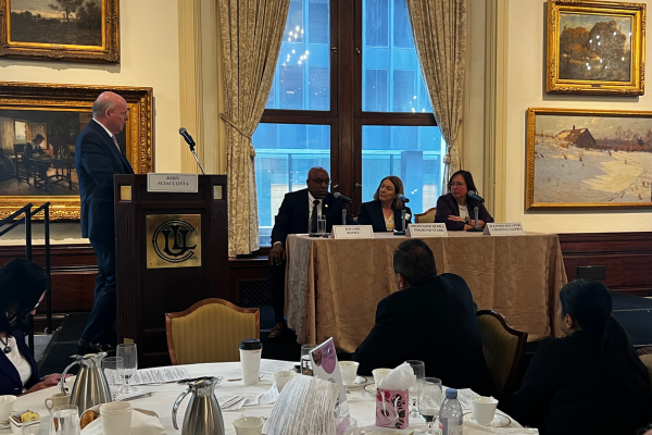 John Sciaccotta moderates a panel at the Summit "The Path Forward: Legislation, Needed Interventions, and How Legal Professionals Can Get Involved to Make a Change"