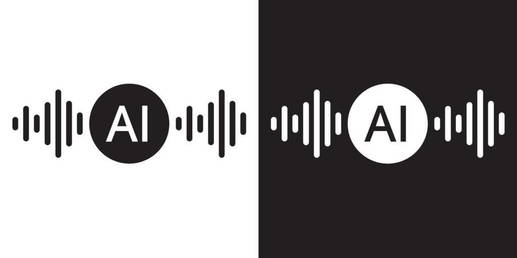 Artificial intelligence creates music concepts.  Vector illustration.